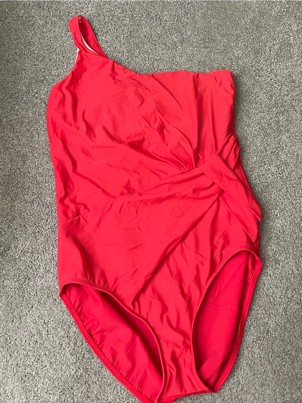 Talbots x Miraclesuit One-Shoulder Red Twist-Detail One-Piece Swimsuit